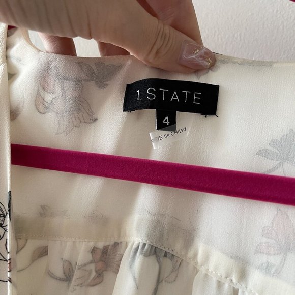 1. State Womens Buttons Dress White Size 4 Floral Print - Picture 3 of 6